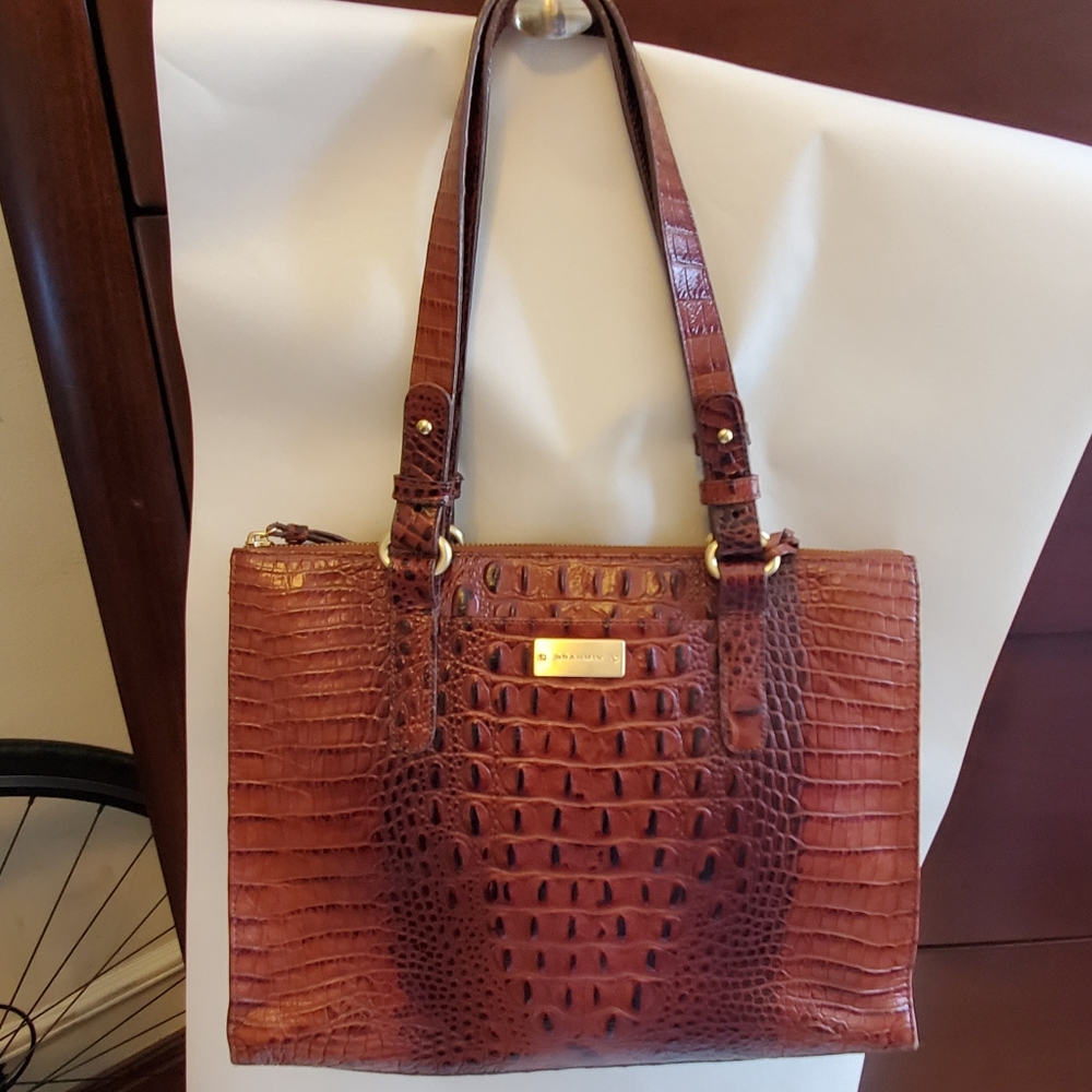 Brahmin Pecan Melbourne Tote Croc-embossed Genuine Leather